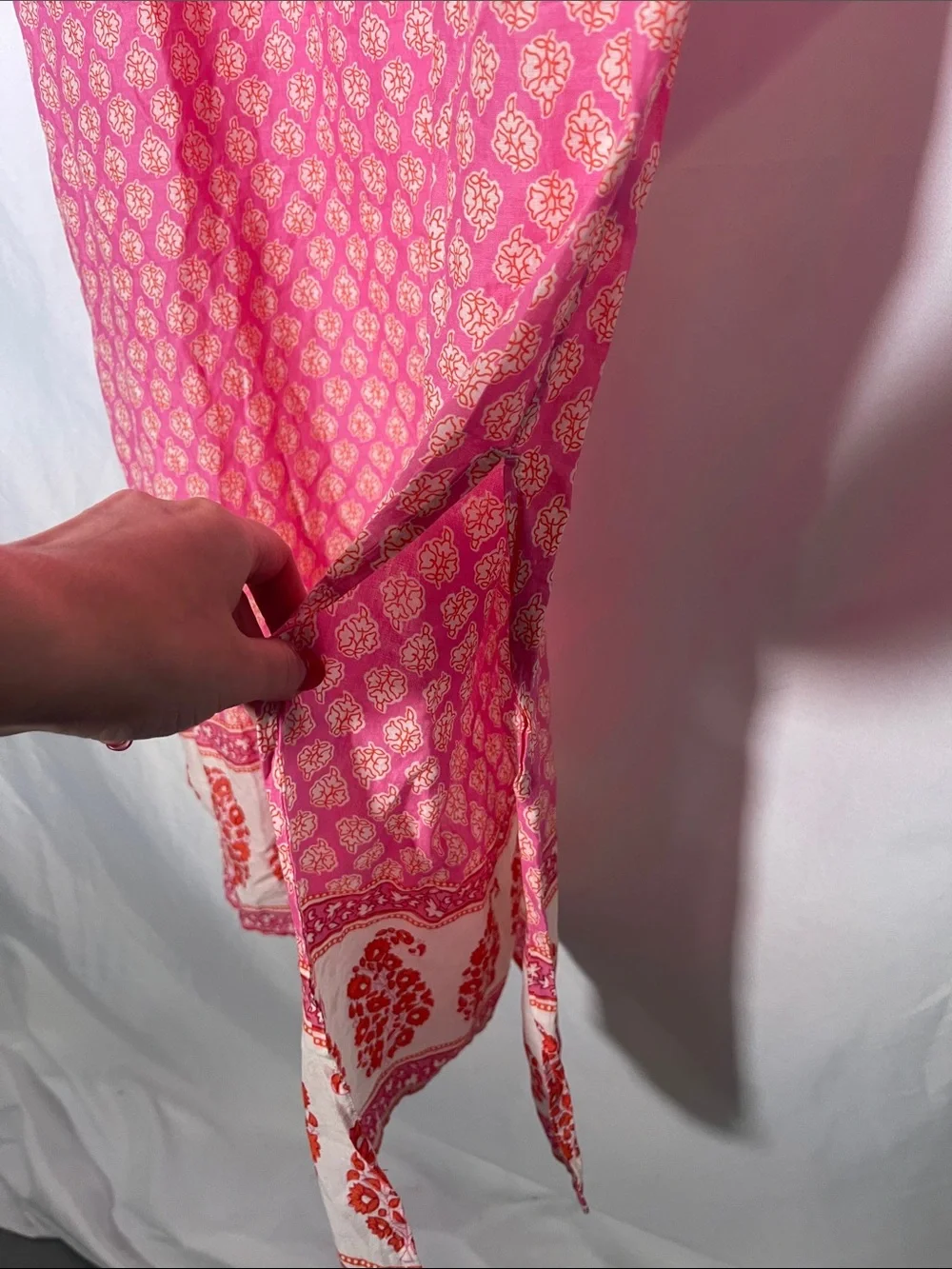 J. CREW WOMENS BOHO CAFTAN SWIM COVERUP DRESS PAISLEY PINK MEDIUM